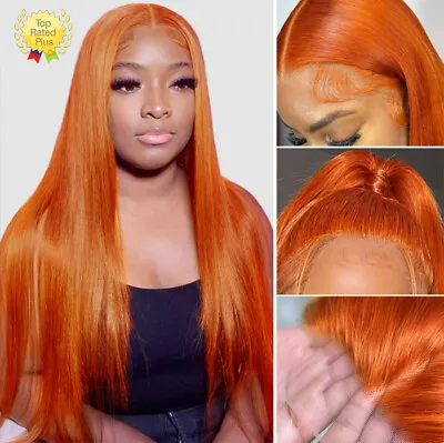 Ginger Straight Lace Front Wigs Human Hair Brazilian Orange Colored Glueless Wig • $199.98