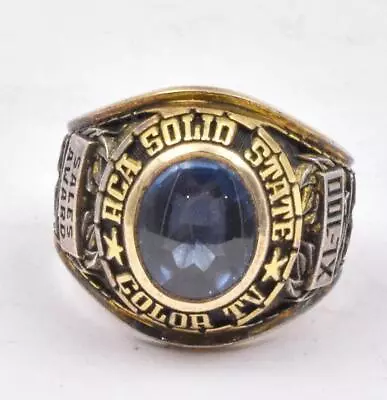 Estate Gold Plate On Sterling Silver Blue Topaz RCA COLOR TELEVISION Award Ring • $49