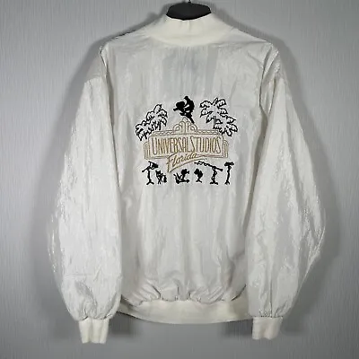 Universal Studios Florida White Shell Suit Zip Jacket Embroidered VTG Large RARE • £54.99