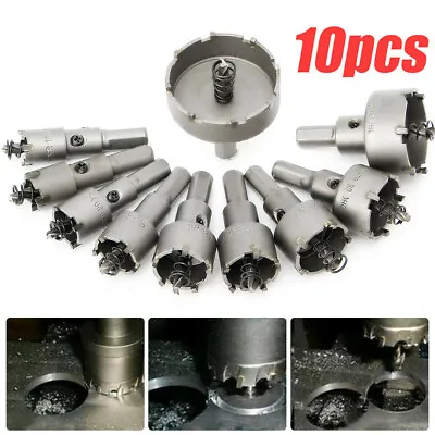 10PC Carbide Tip TCT Hole Saw Cutter Drill Bit Set For Steel Metal Alloy 16-53mm • $21.39