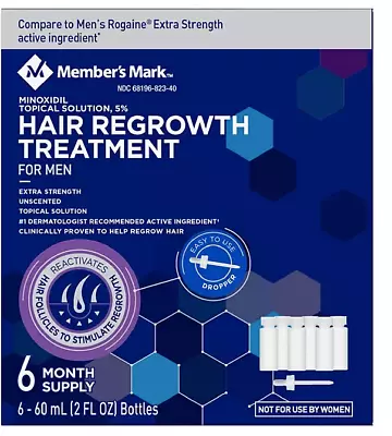 Member's Mark 78940 2oz  6-Months Hair Loss Regrowth Treatment For Men - 6... • $26.59