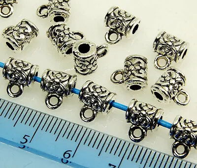 20 X METAL BAILS HANGER BEADS FOR JEWELLERY MAKING TUBE 5x7.5x9mm • £1.79