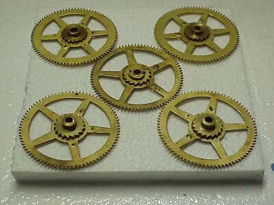 5 Used 5 Spoke Brass Clock Gears & Ratchet Wheels Steampunk Altered Art Parts #6 • $15.99