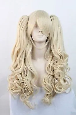 New Lolita Long Blonde Halloween Cosplay Party Curly Wig + 2 Ponytails • £19.80