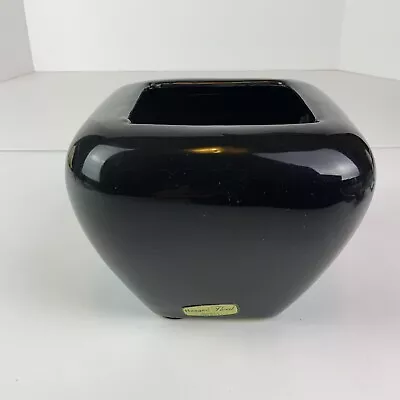 2004 Haeger Cashe Pot/ Planter/ Vase - Glossy Black  Silky Smooth Square Shape • $29.99