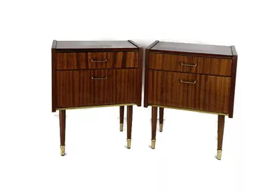 PairVintage Nightstands End Tables Mid Century Modern Wood Retro Palissander Fun • $817.50