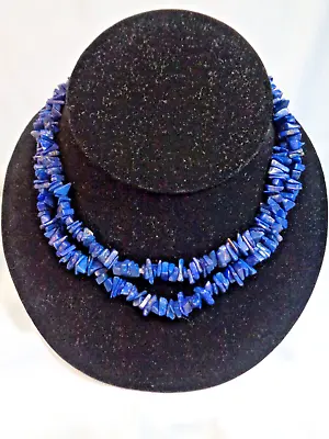 Blue Lapis Lazuli Chipped Bead  Necklace  34  Natural Stone Flapper VINTAGE • $24.99