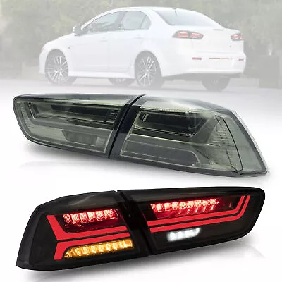 VLAND Smoked LED Tail Lights Sequential For Mitsubishi Lancer EVO 2008-2020 L+R • $151.99