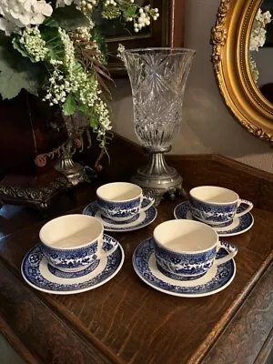 Vintage ~4* Blue Willow Tea Cup & Saucers By Royal Usa  #221 • $52