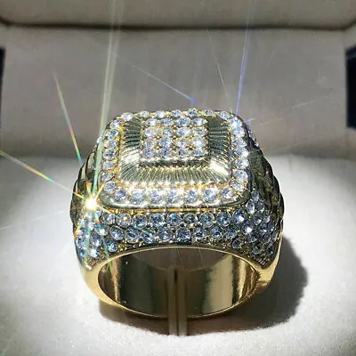 $16.42 • Buy Men's Ring Square Water Diamond Ring Hip Hop Punk Street Dance Ring AU