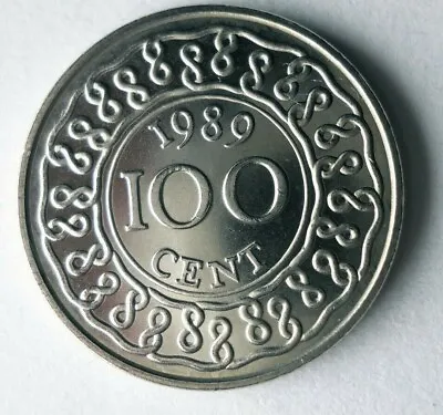 1989 SURINAME 100 CENTS - AU/UNC GEM - SCARCE Coin - Free Ship - Bin #LC 19 • $7.49
