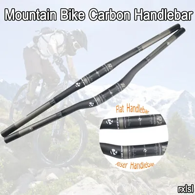 31.8 Carbon MTB Handlebar Mountain Bike Bicycle Flat/Riser Handle Bar Matte 760 • $23.99