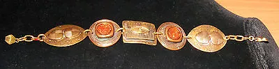 Vintage Marjorie Baer Link Mixed Metals Modernist Round Shapes Bracelet • $89.95