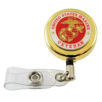 USMC Marine Veteran Retractable Badge Reel Security ID Card Holder Lanyard • $12.36