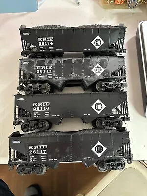 MTH O 2-Bay Offset Hopper W/coal Load Erie (4-cars Set) • $34