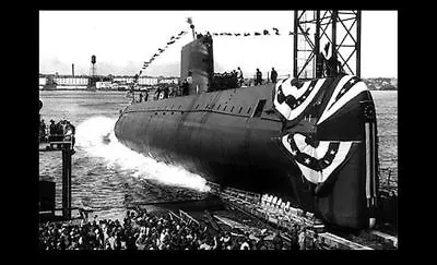 1954 USS Nautilus 1st Nuclear Submarine PHOTO Launch Thames River Atomic Power • $4.68