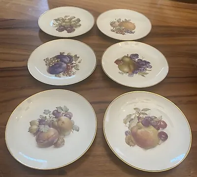 $32 • Buy Vintage Eschenbach Baronet China Plates Fruit Design Gold Trim Germany 6 Pcs