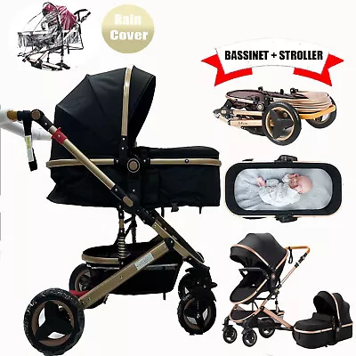 2024 Baby Stroller 9 In1 Foldable Pram Bassinet Carriage Infant Travel Pushchair • $169.31