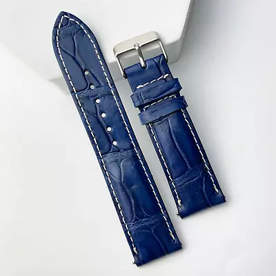 20mm/18mm Blue Genuine Real Alligator Crocodile Leather Watch Strap Band Men • $24.99