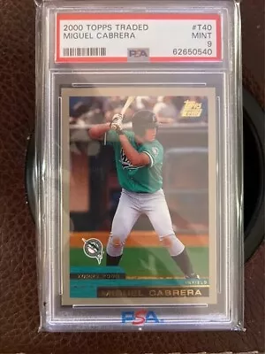 2000 Topps Traded Miguel Cabrera RC Rookie Miami Marlins T40 PSA 9 • $129.99