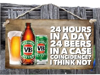 VB Wooden Sign Plaque Country Personalised Beer BarGARAGEShed Home Decor  AU • $15