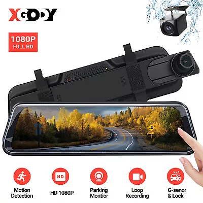 $75.89 • Buy FHD 1080P 10  Dual Lens Car DVR Dash Cam Reversing Camera Video Recorder Mirror