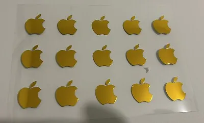 15 Pieces Apple Logo Decals Vinyl Stickers Gold For IPhone Pro Size 1.61cmx1.9cm • £7