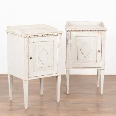 Pair White Painted Gustavian Nightstands Side Tables Sweden Circa 1880-90 • $3800