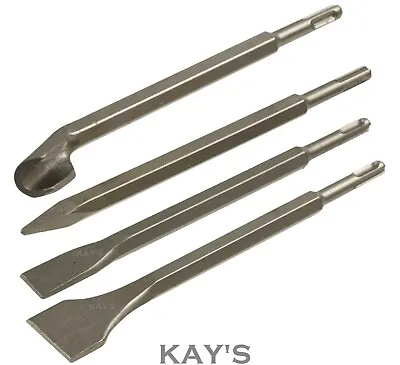 4 PIECE SDS CHISEL SET FOR HAMMER DRILL FLAT POINTED GROOVE GOUGE 250mm MASONRY  • £9.29