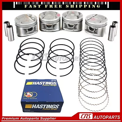 Pistons & HASTINGS Rings Fits 93-96 Honda Prelude Vtec 2.2L H22A1  P13  • $68.96