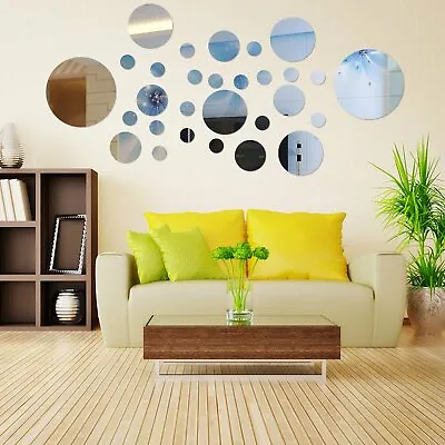 30X Removable 3D Mirror Wall Stickers Circle Decal Art Mural Home Room DIY Decor • $8.09