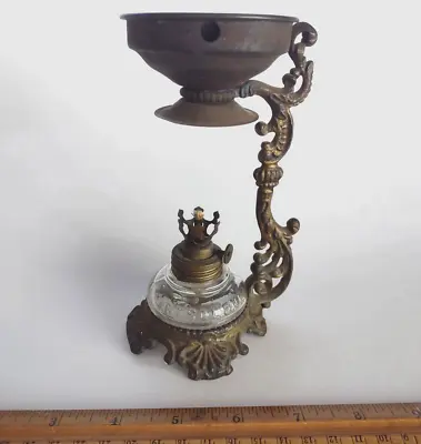 Antique Vapo-Cresolene Kerosene Lamp With Original Metal Ornate Bracket Stand • $33.99