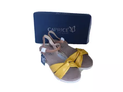 Caprice Sandals Leather Lemon Nut Shoes Open Toe Ankle Strap  28609 UK 3.5 EU 36 • £29.99