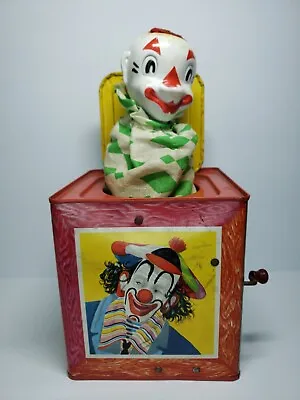 Vintage 1950s Mattel Metal Clown Wind Up Jack In The Box Toy - Not Working • $20