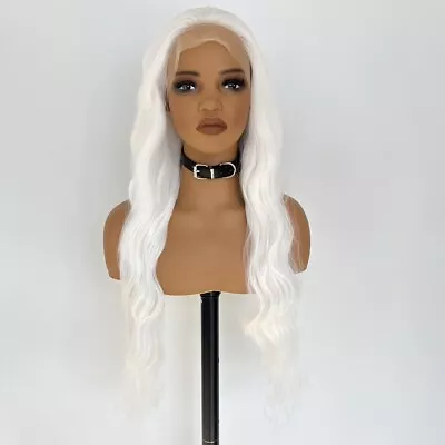 Lace Front Wigs Full Head Long Wavy Heat Resistant Synthetic White • $29.99