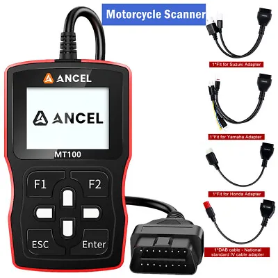 Motorcycle Scanner OBD2 Code Reader Engine ABS Diagnostic Tool W/ Adapter Cables • $118.99