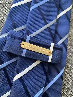 Donald J Trump Gold Bar Signature Collection Tie - Blue Grey White Stripes • $15