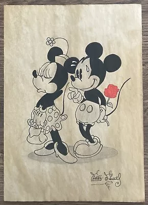 Walt Disney (Handmade) Drawing On Old Paper Signed & Stamped • £100.42