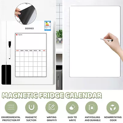 Monthly Planner Reusable A3 Magnetic Fridge Calendar Whiteboard Dry Erase Board • £9.99