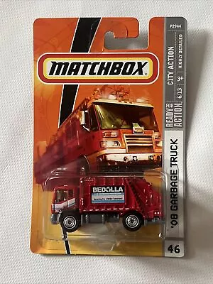 Matchbox  2009 City Action '08 Garbage Truck #46 Red P2944 D1 • $12.99