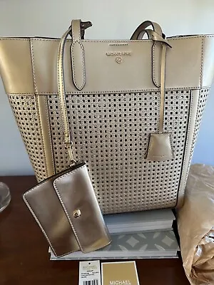 Michael Kors Sinclair Leather Shopper Tote Gold Nwt • $225