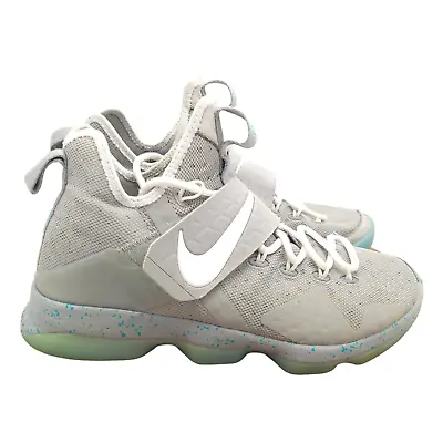  Nike LeBron 14 MAG Marty Mcfly Sneakers Mens 8.5 852405-005 Shoes Silver • $51.45