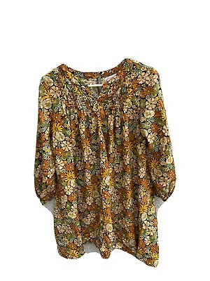 Zara Women Retro Floral Long Shirt Size 13-14 • $10