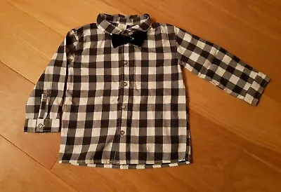 £2.99 • Buy NEW H&M Boys Check Smart Long Sleeve Shirt Bow Tie 12-18 Months Christmas Party?