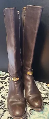 Michael Kors SZ 10 Arley Equestrian Boots Genuine Leather Brown Knee High Zip Up • $75