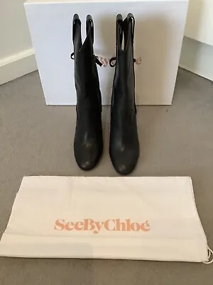 £145 • Buy See By Chloe Black Boots Size 37 New In Box 