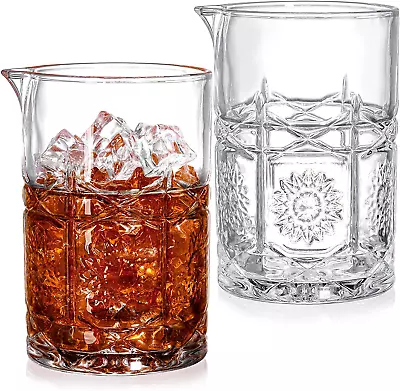 2 Pack Crystal Cocktail Mixing Glasses 22 Oz Vintage Bar Mixing Pitcher Home • $28.50