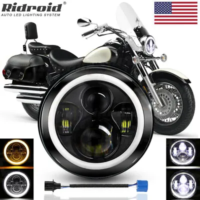 $30.99 • Buy 7  Inch LED Motorcycle Headlight Halo DRL For Yamaha V Star 650 XVS650A Classic