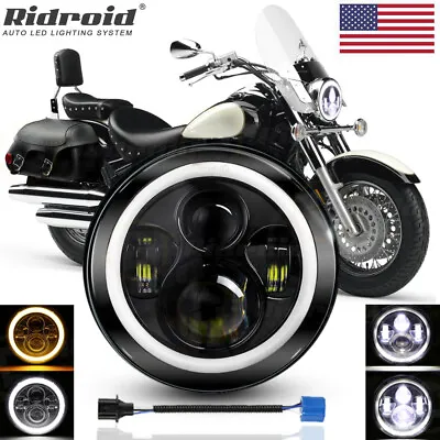 7  Inch LED Motorcycle Headlight Halo DRL For Yamaha V Star 650 XVS650A Classic • $30.99