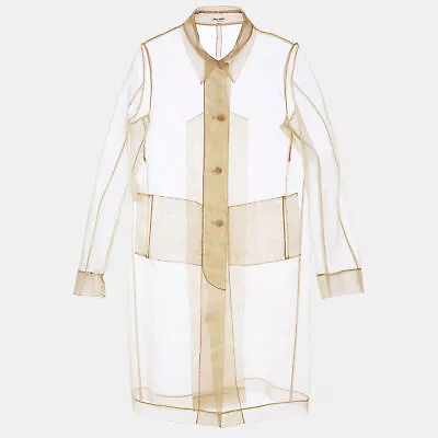Miu Miu Beige Mesh Button Front Long Jacket M • $489.30
